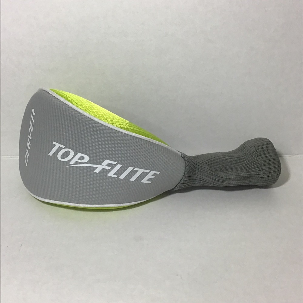 Top Flite Driver Golf Club Headcover Grey‎ Neon Yellow Sock Protection